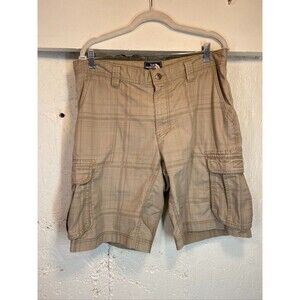 The North Face Cargo Shorts Mens SZ 36 Tan Check Plaid Rip Stop 10.5 INSEAM 1346